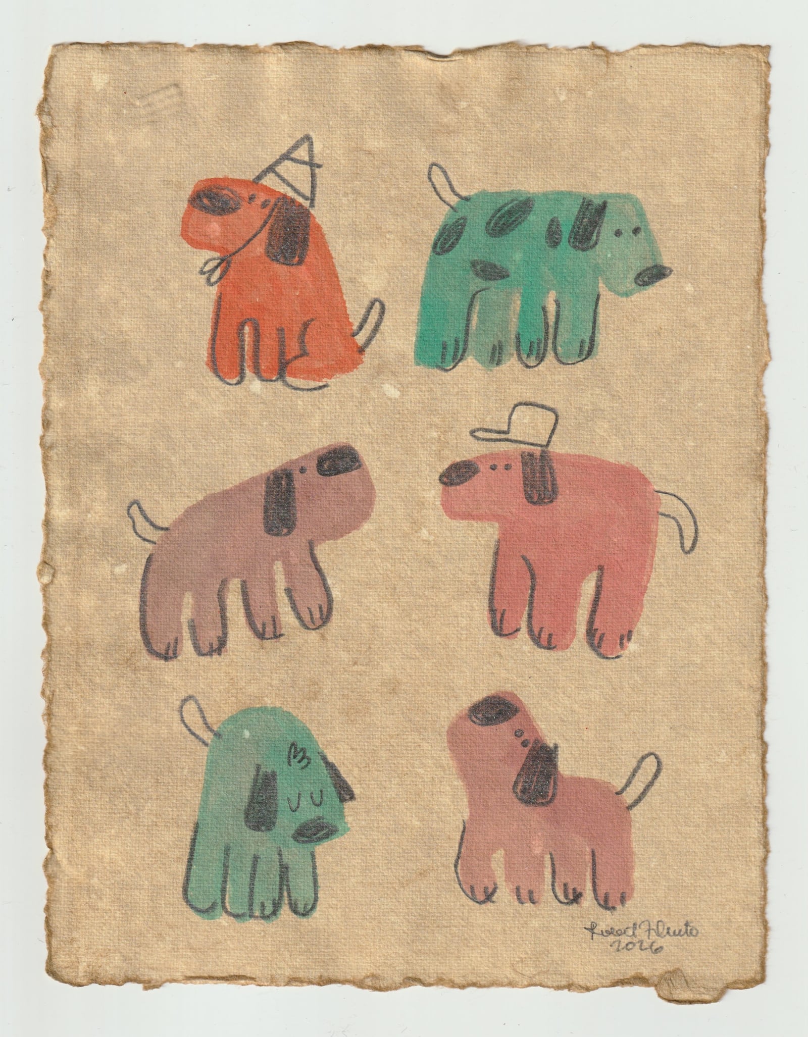 Colorful Dogs Folk Art illustration by Robert Filiuta