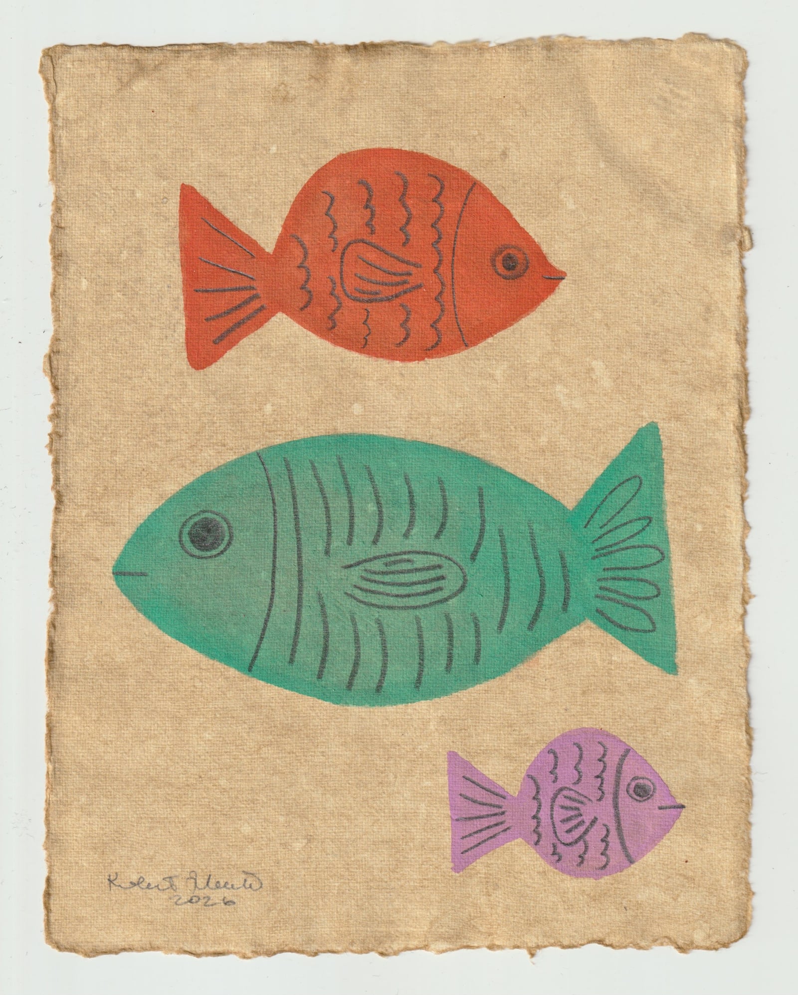 Colorful Fish Folk Art illustration by Robert Filiuta