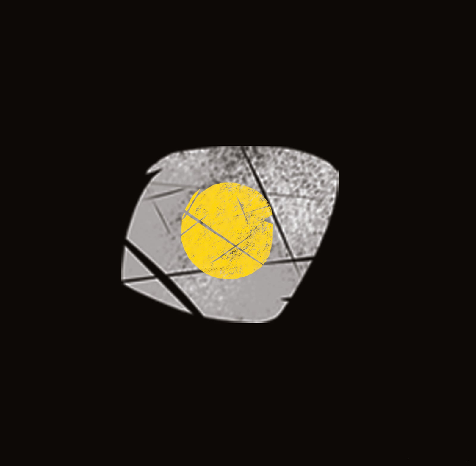 Abstract illustration of a textured egg shape with a yellow circle