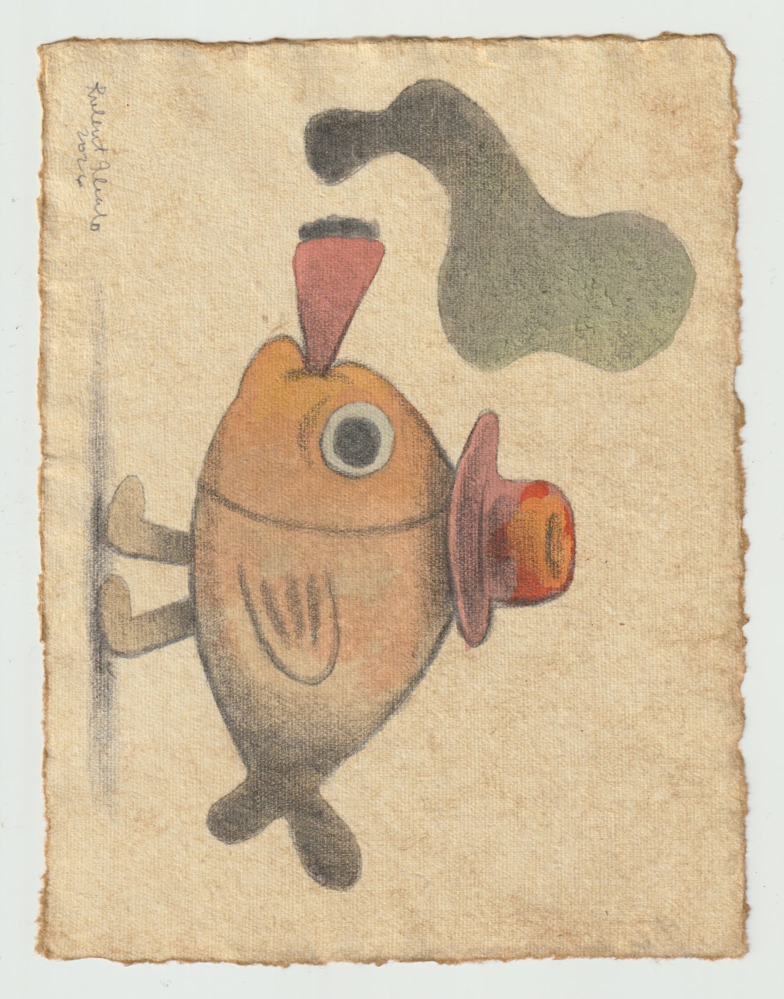 Fish With Hat And Pipe Painting illustration by Robert Filiuta