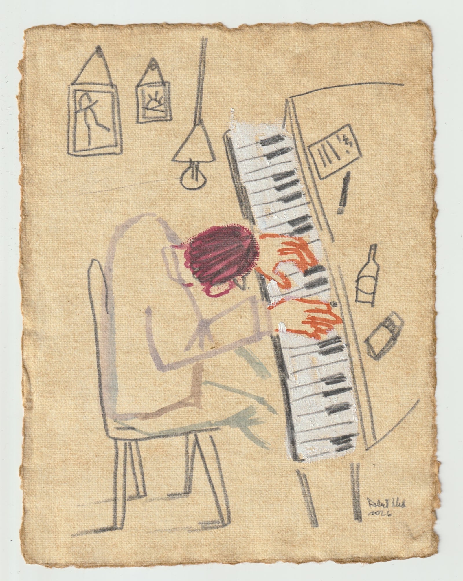Moody Piano Player Illustration illustration by Robert Filiuta