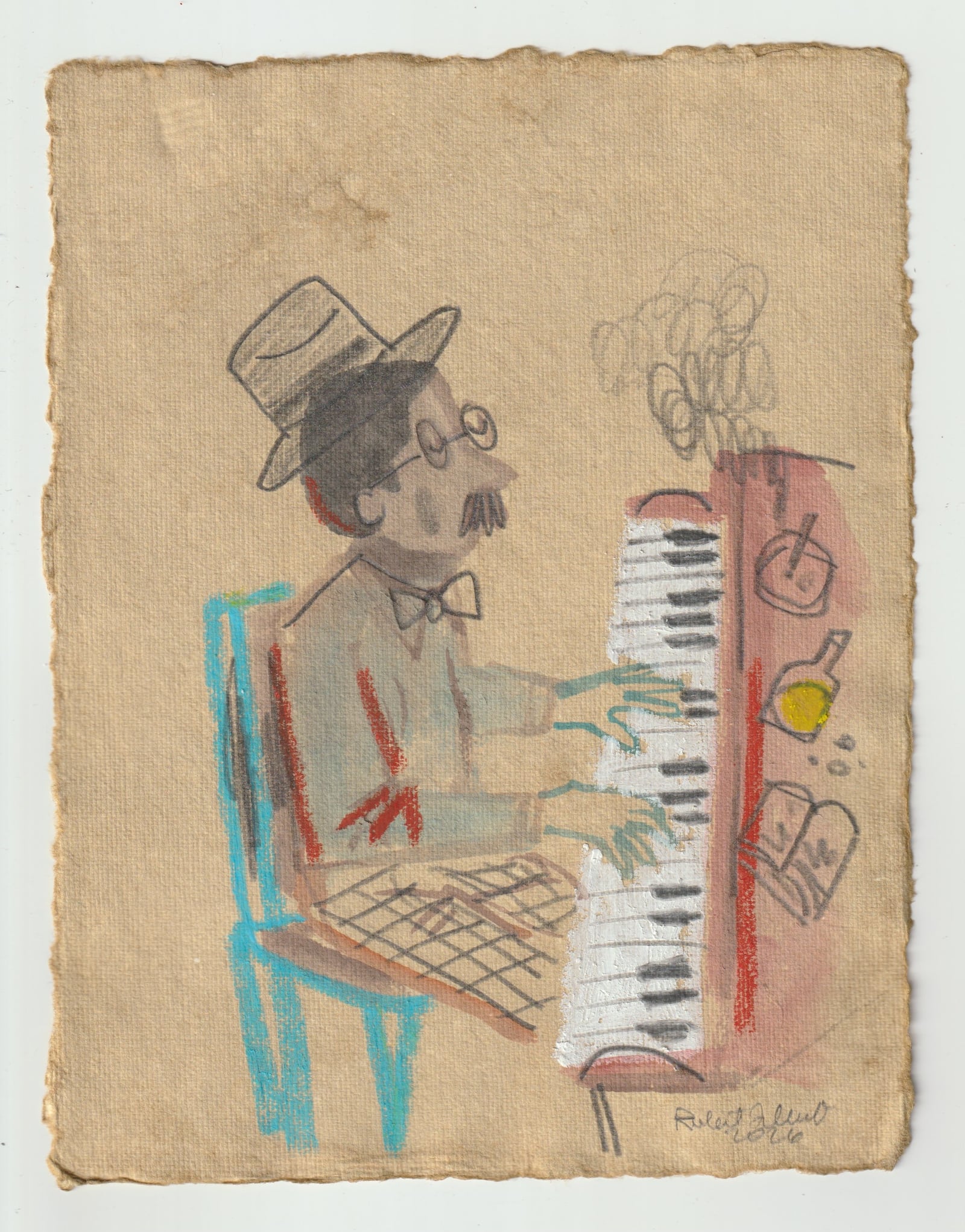 Musician Playing Piano Original Art illustration by Robert Filiuta