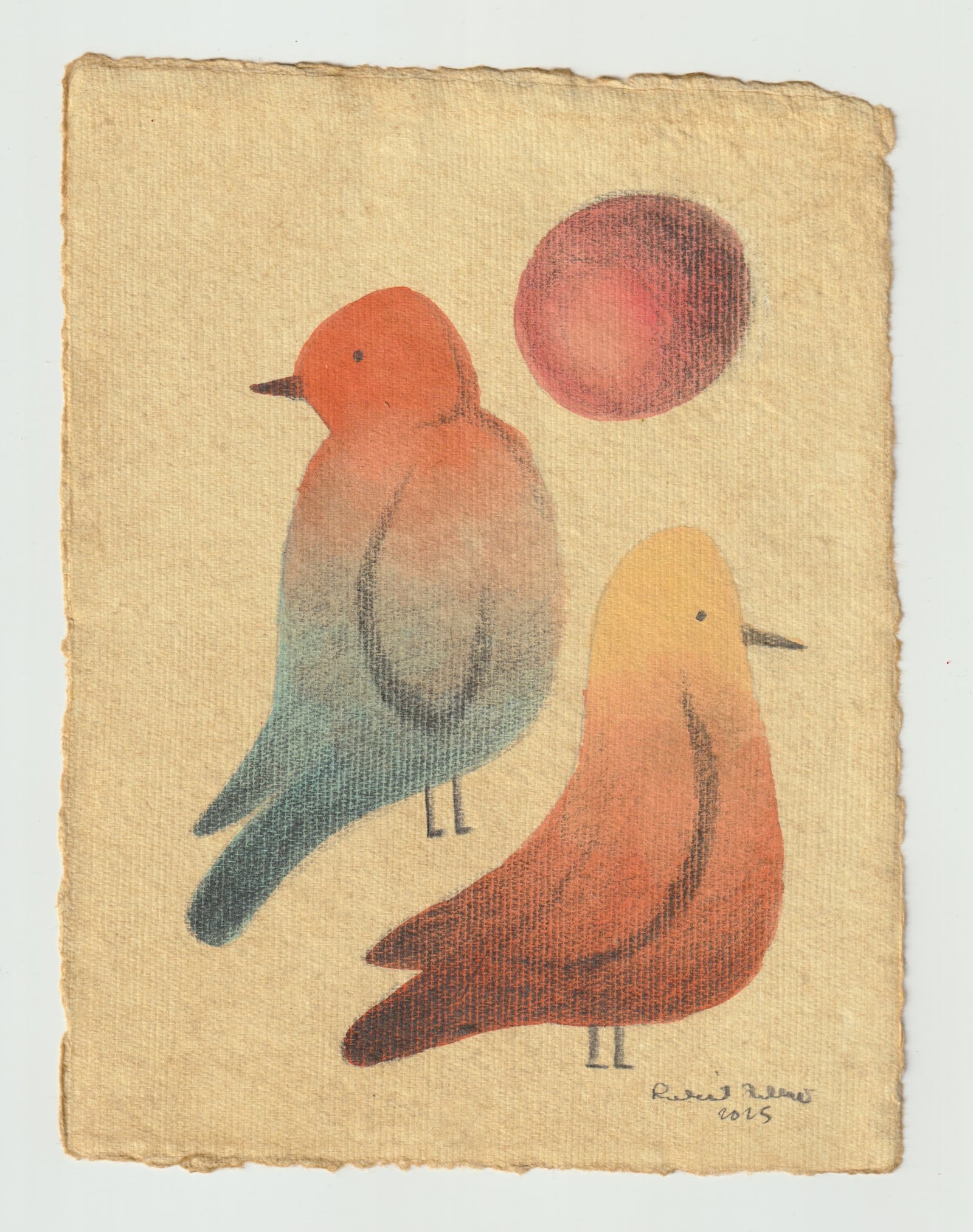 Two Birds Watercolor Painting Soft Tones Art illustration by Robert Filiuta